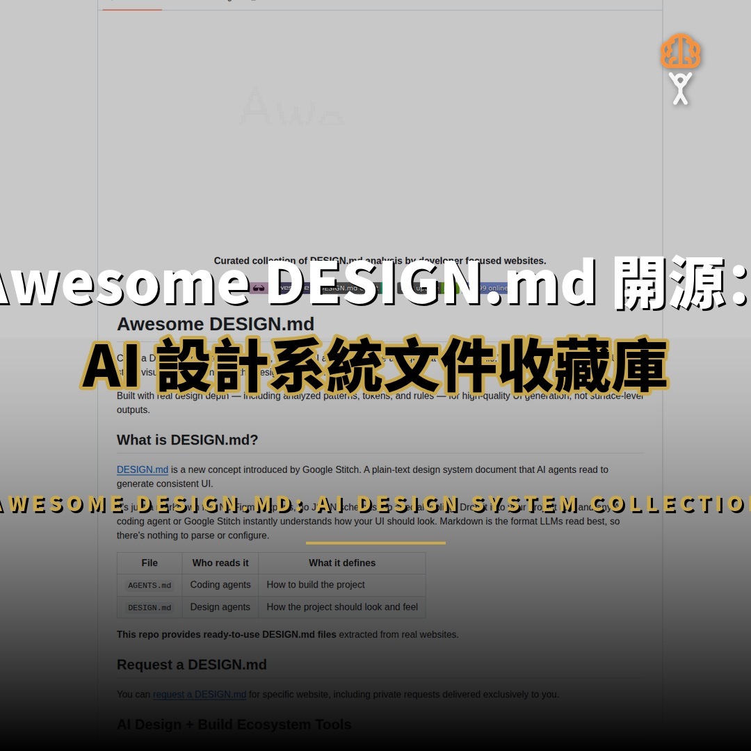 Awesome DESIGN.md 開源：AI 設計系統文件收藏庫
