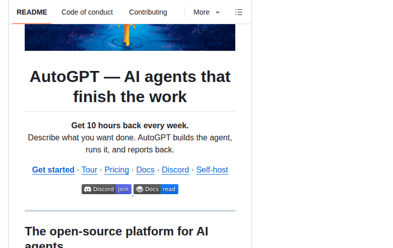 AutoGPT README 開頭（項目名稱與標語）