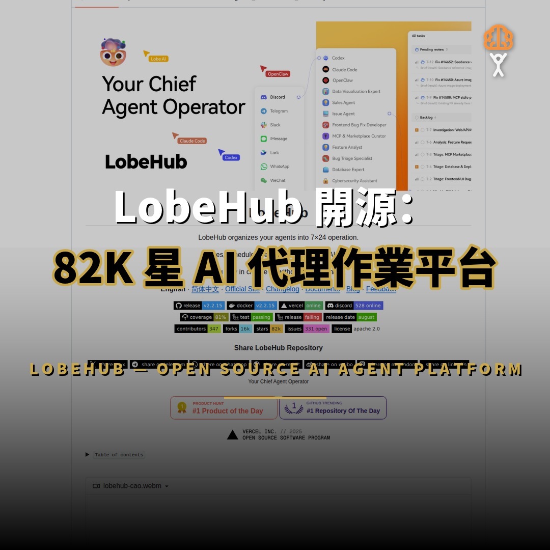 LobeHub 開源：82K 星 AI 代理團隊作業平台