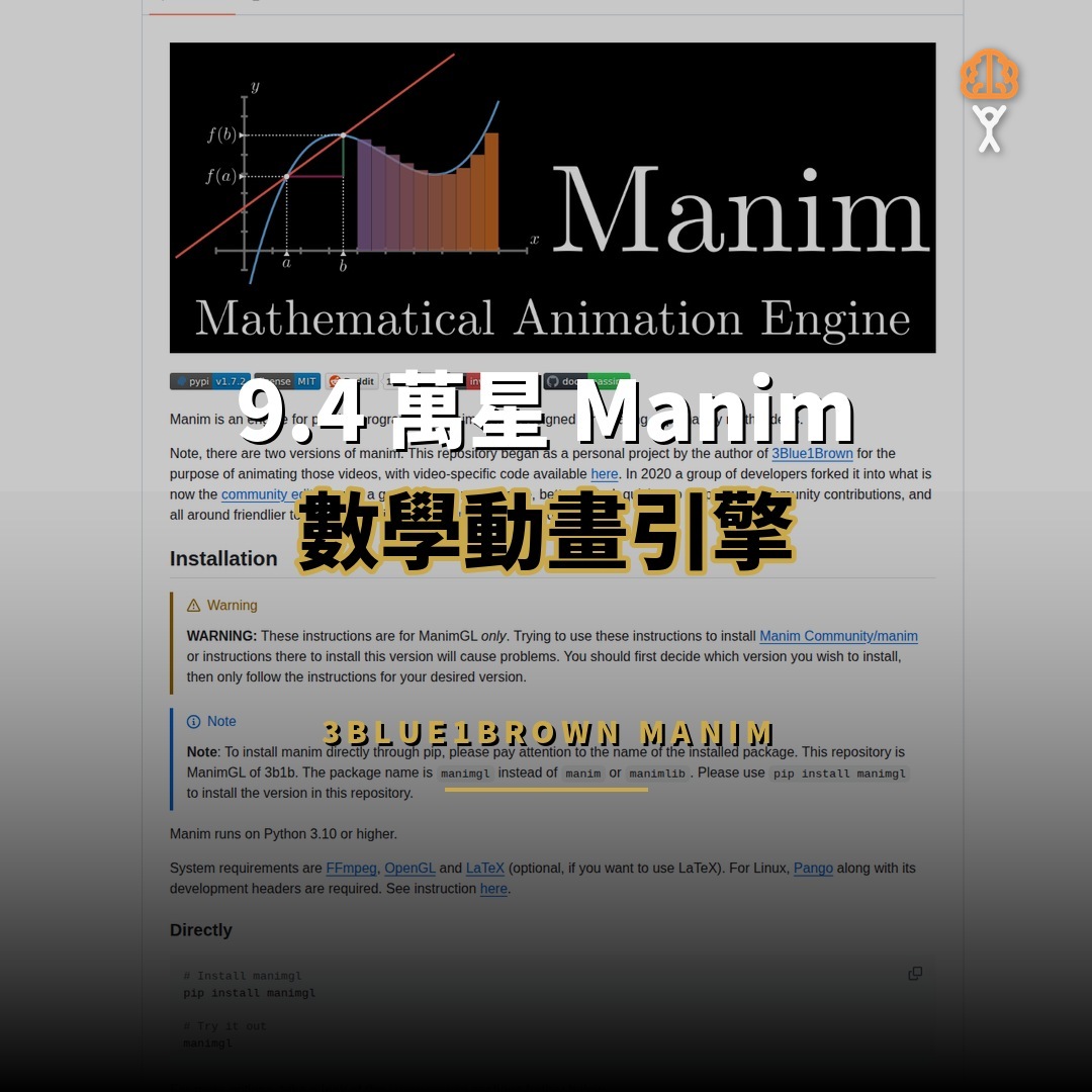 9.4 萬星 Manim：3Blue1Brown 的數學動畫引擎