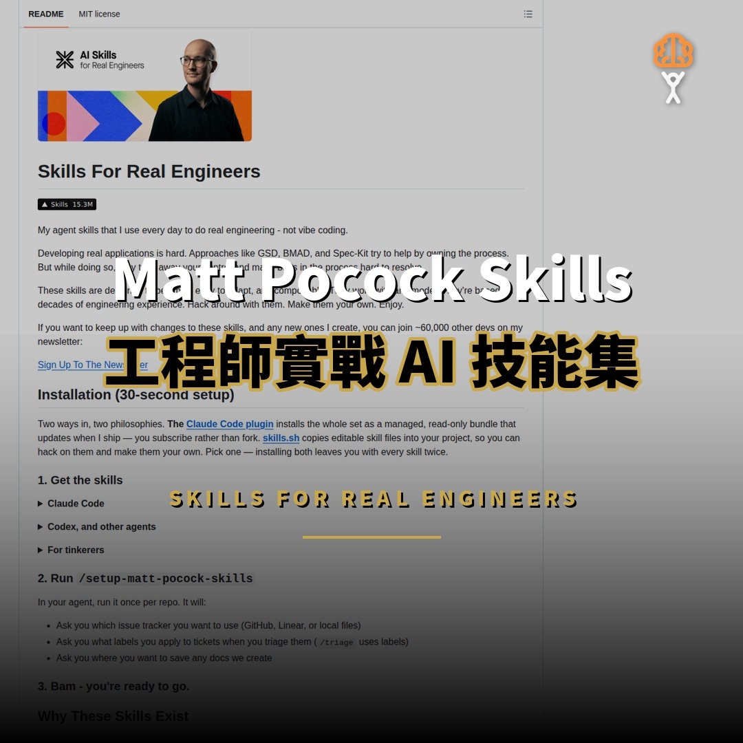 21.5 萬星開源項目：Matt Pocock Skills — 工程師 AI 技能集