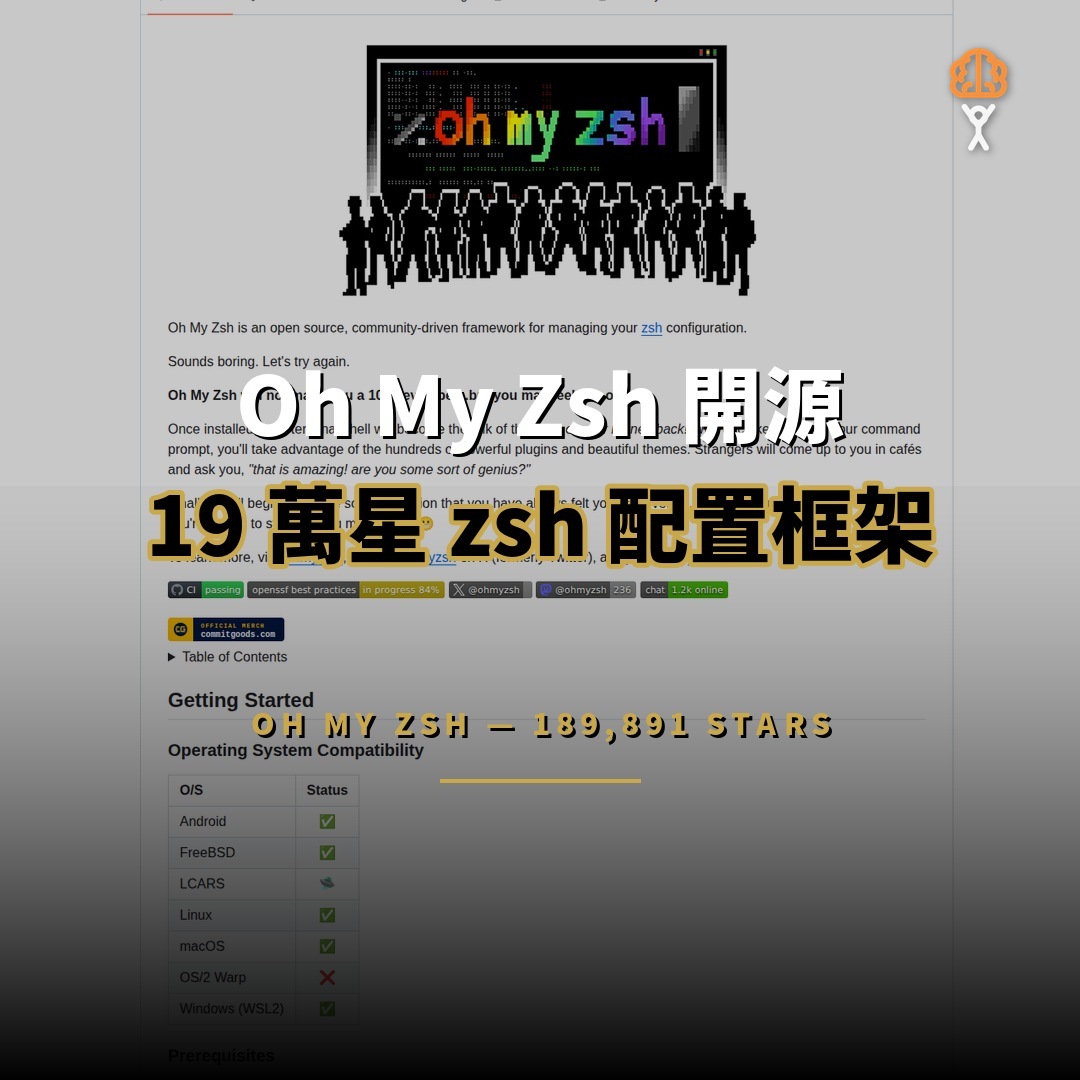 Oh My Zsh 開源：19 萬星 zsh 配置框架