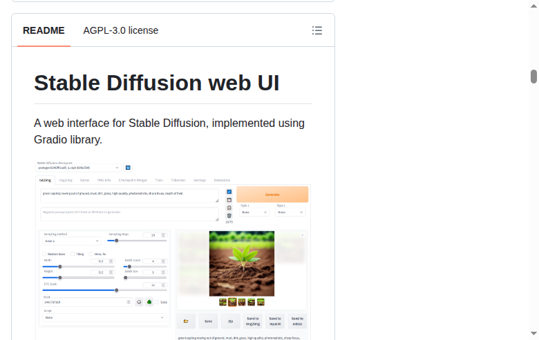 Stable Diffusion Web UI README 開頭(項目名稱與簡介)
