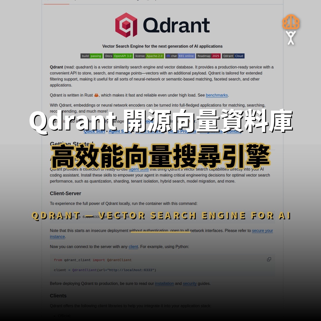 Qdrant 開源向量資料庫：高效能 AI 搜尋引擎